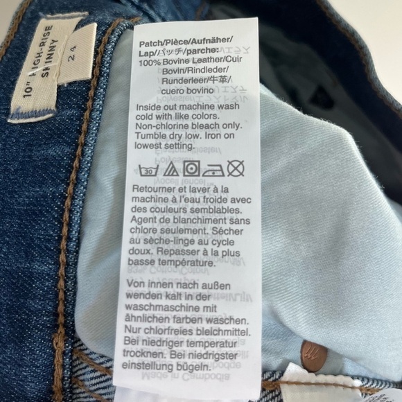 NWT Madewell Women’s 10” High Rise Skinny Jeans in Wendover Wash Blue Size 24 - Picture 15 of 15